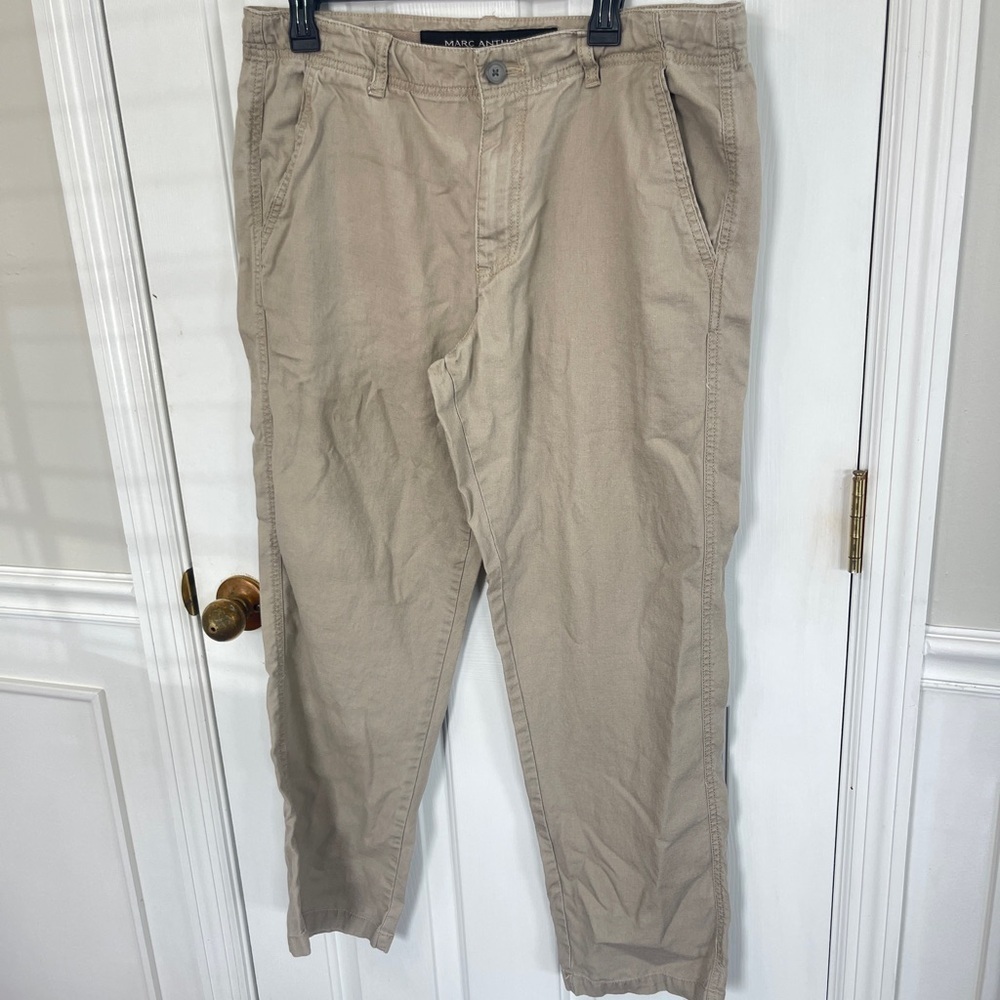 Marc Anthony Linen Pants Men 34X30 Beige Khakis Chinos Slacks Trousers Beach